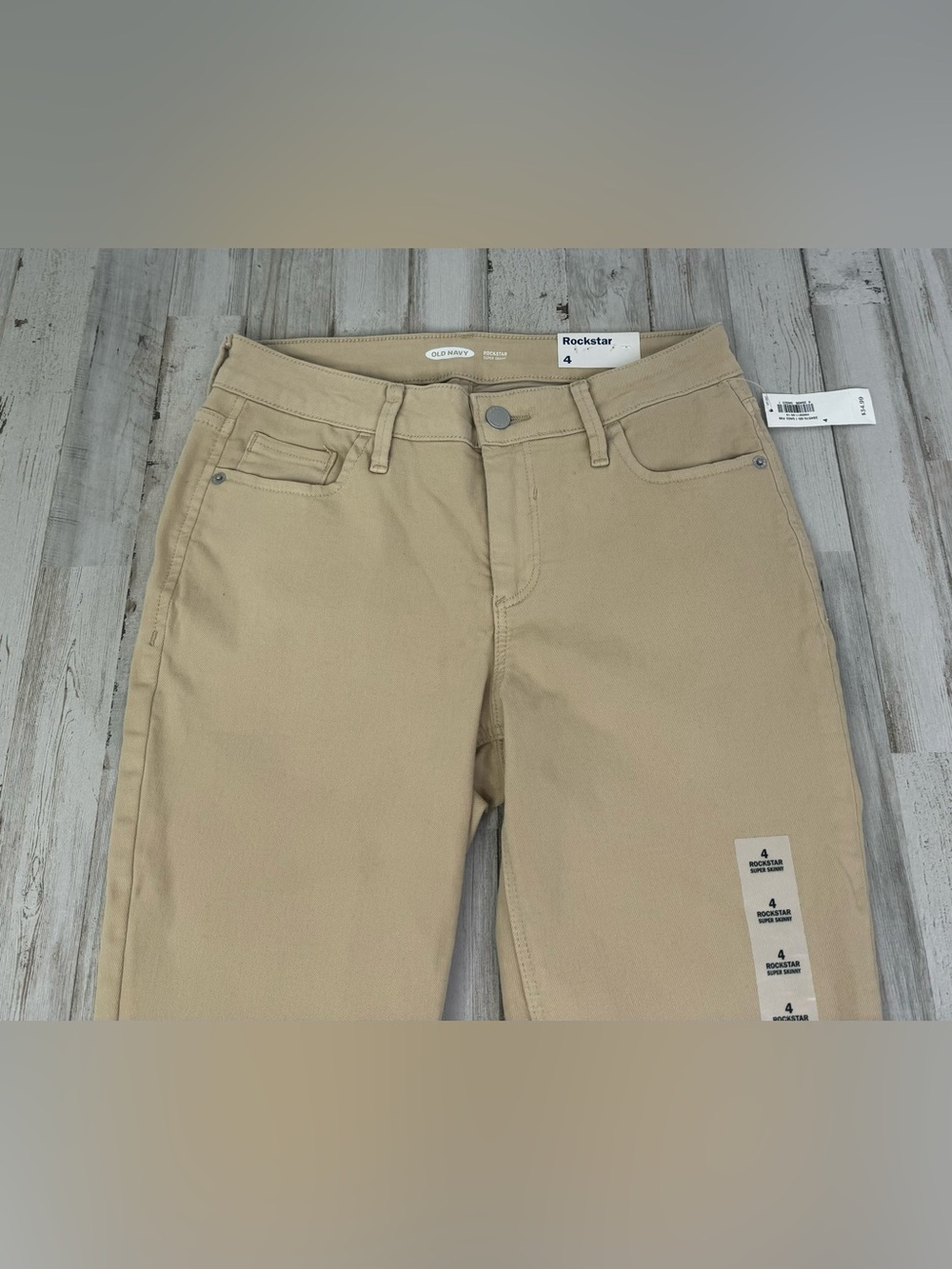 Old Navy Rockstar Super Skinny Pants Size 4 (27x29) Beige High Rise NWT - Picture 2 of 11